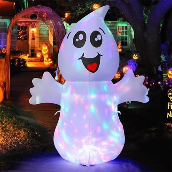 5 FT Halloween Inflatable Ghost Outdoor Decoration with Magic Light, Blow Up - Picture 7 of 7